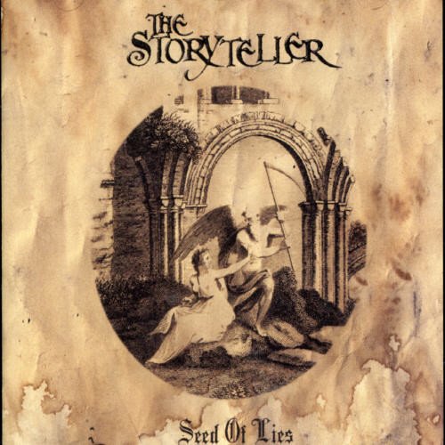 Album cover with medieval illustration of an angel and man in an archway.
