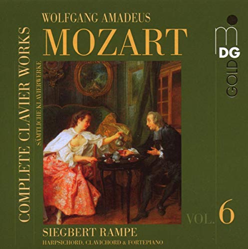 CD cover: Mozart complete clavier works, Vol. 6, with painting of musicians.