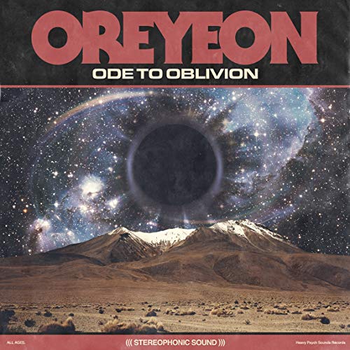 Vinyl album cover: "Oreyeon - Ode To Oblivion" with a space and mountain image.
