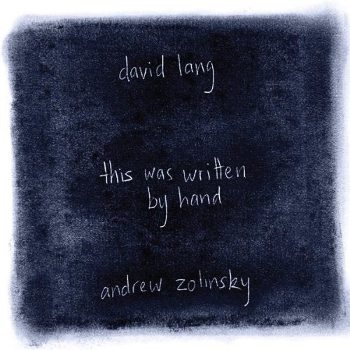 Album cover with dark blue background and white handwritten text, featuring artist and title.