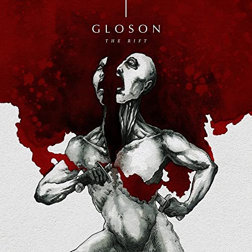 CD cover for Gloson's "The Rift" featuring distressed, split-face figure art.