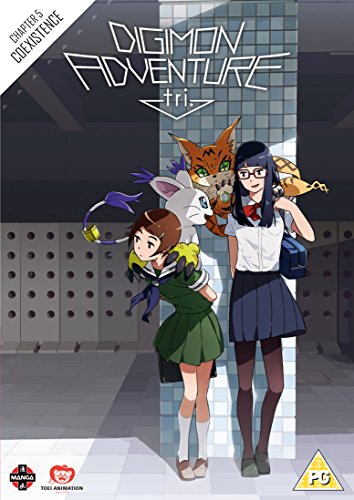 "Digimon Adventure Tri Chapter 5 DVD cover featuring anime girls and creatures."