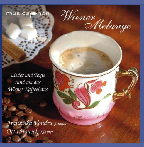 "CD cover featuring a floral coffee cup on a wooden table with coffee beans."