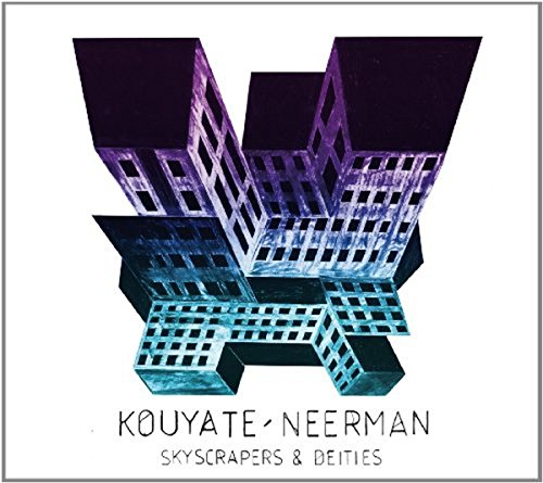 CD cover with abstract purple and blue skyscraper illustration, text below.