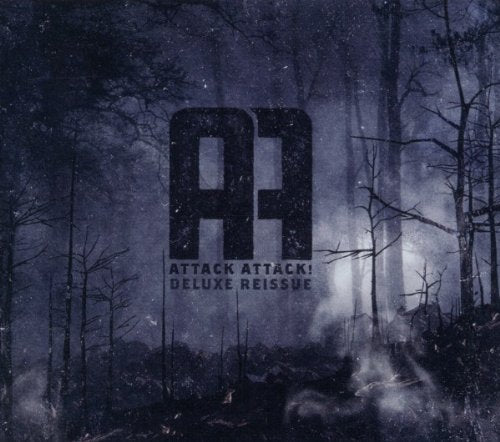 "Dark forest scene with 'Attack Attack!' logo and 'AA' monogram in the center."