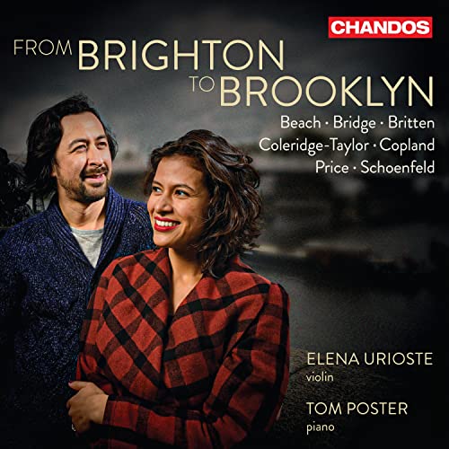 CD cover featuring Elena Urioste and Tom Poster, with composers listed.
