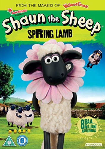 "Shaun the Sheep: Spring Lamb DVD cover featuring a sheep with a large pink flower."