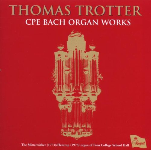 Red CD cover with gold organ illustration and white text.