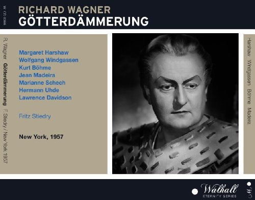 CD cover for Wagner’s “Götterdämmerung” featuring a black and white portrait.