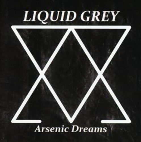 "Black album cover with white geometric symbol and 'Liquid Grey - Arsenic Dreams' text."
