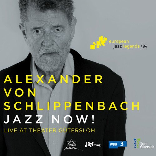 Black and white portrait of Alexander von Schlippenbach, CD cover art.