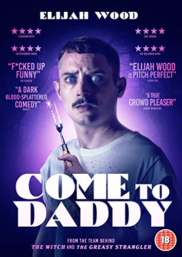 DVD cover featuring Elijah Wood holding a pitchfork, with dark purple background and white text.
