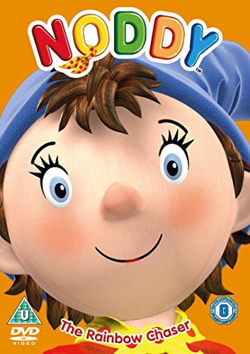 Noddy's smiling face on a DVD cover, with text "The Rainbow Chaser".