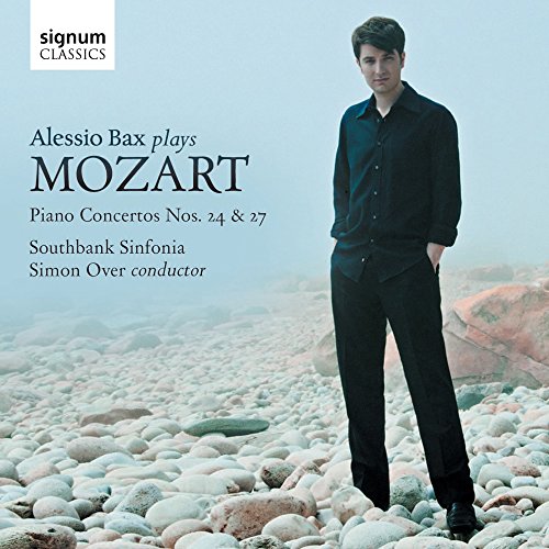 CD cover featuring pianist Alessio Bax on a rocky beach.