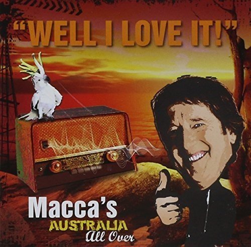 CD cover featuring Macca, a cockatoo, and a vintage radio in an Australian landscape.