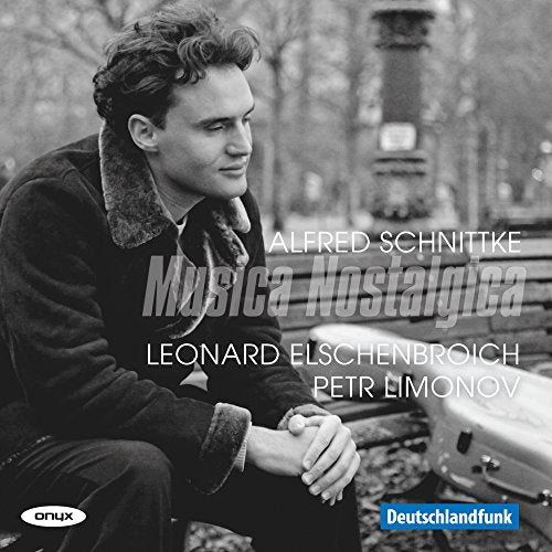 CD cover: man in coat, text āMusica Nostalgicaā and composerās name.