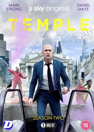 DVD cover for Temple Season 2 featuring Mark Strong in a suit in London.