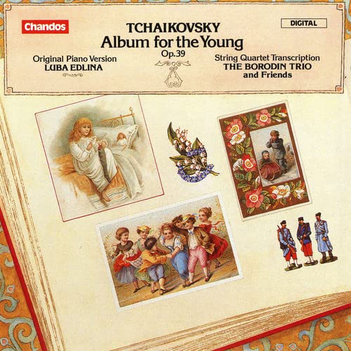CD cover for Tchaikovsky’s “Album for the Young” with illustrated scenes.