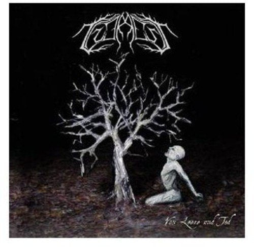 Dark album cover with a bare tree, kneeling figure, and band logo.
