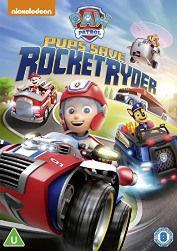 Paw Patrol DVD cover featuring Ryder and the pups in vehicles.