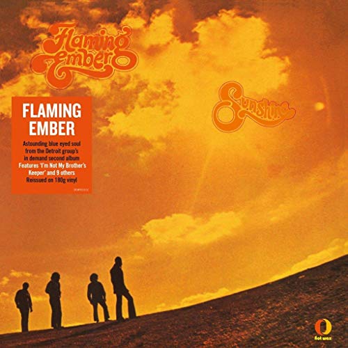 Album cover for Flaming Ember’s “Sunshine” with figures silhouetted against a sunset.