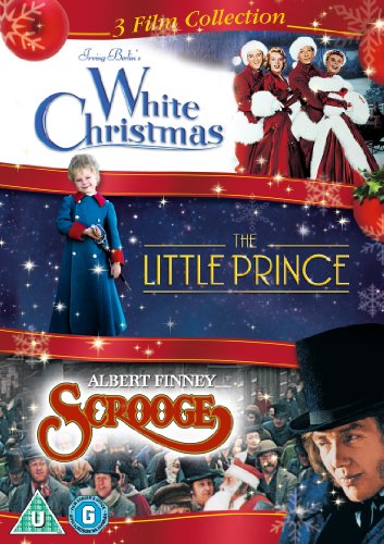 DVD cover featuring three Christmas films: White Christmas, The Little Prince, and Scrooge.