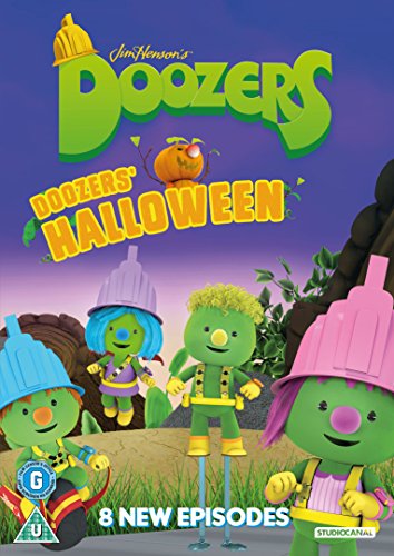 "Four green Doozer characters in Halloween costumes on a DVD cover."