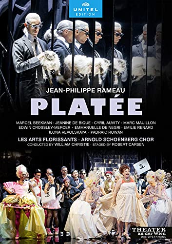 DVD cover for Rameau’s *Platée* opera, featuring costumed performers.