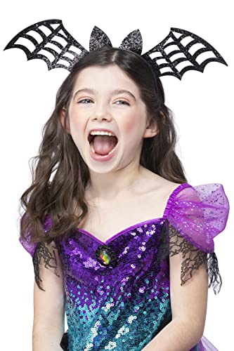 Bat Headband, Black Glitter