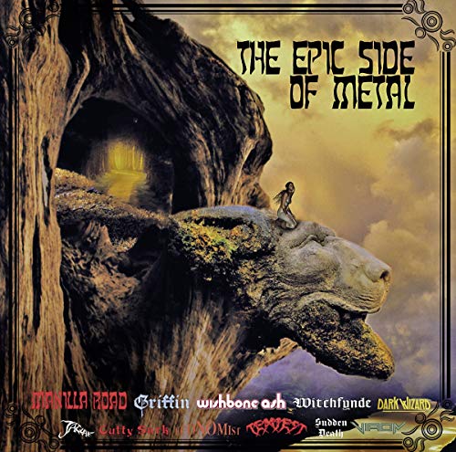 CD cover: a lion-shaped rock formation with a figure on top.