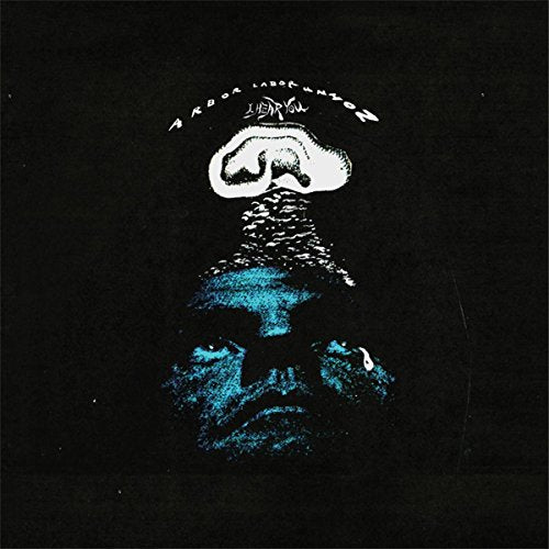 Vinyl record cover: distorted face with large ear, dark blue tones.