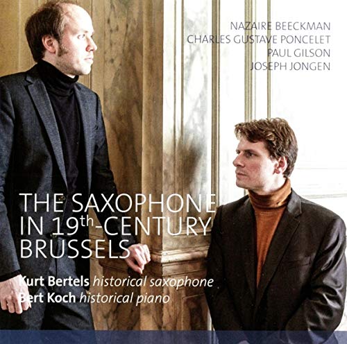 CD cover featuring two men in suits, with white text overlay.