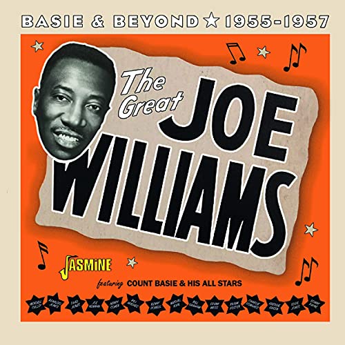 "CD cover with orange background, featuring a black-and-white portrait of Joe Williams."