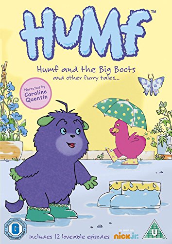 DVD cover featuring purple, furry Humf with a bird and colorful boots.