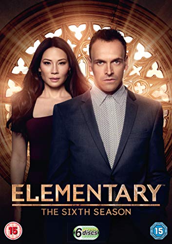 "Elementary Season 6 DVD case featuring a man and woman against an ornate background."