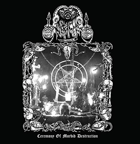 Black and white album cover with skulls, pentagram, and gothic imagery.