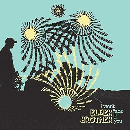 "Vinyl album cover with silhouette of man and abstract floral design on light blue background."