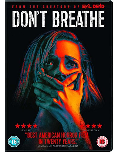 DVD cover for horror film "Don't Breathe," featuring a frightened face.