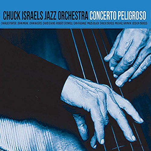 "Album cover with a close-up of hands playing a double bass."