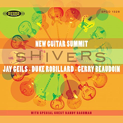 CD cover with multiple guitar images and artist names: Geils, Robillard, Beaudoin.