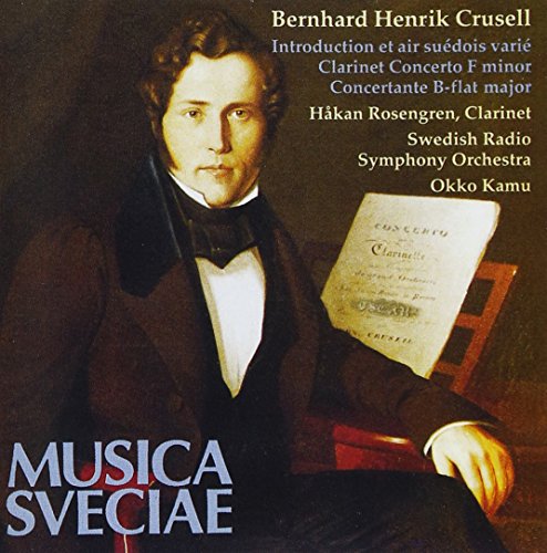 CD cover featuring a portrait of Bernhard Henrik Crusell and sheet music.