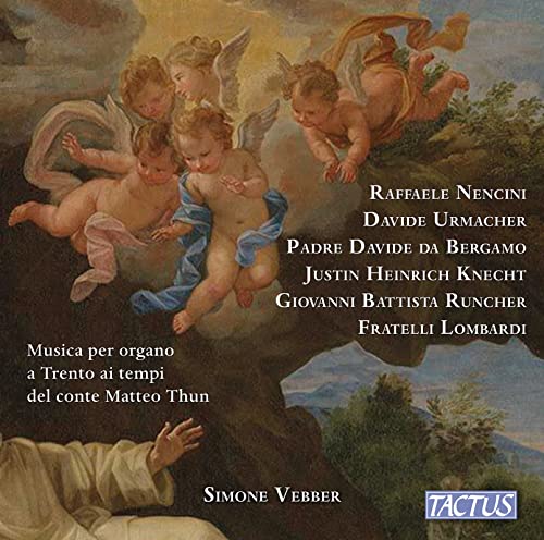 CD cover depicting cherubs and a monk, with text naming composers.