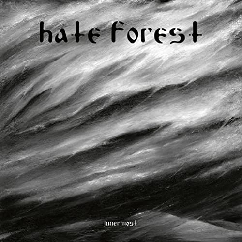 CD cover for Hate Forest’s “Innermost” with abstract, swirling grayscale art.
