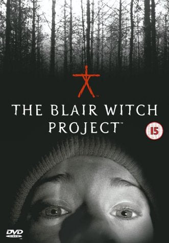 DVD cover for "The Blair Witch Project" with a frightened face and forest.