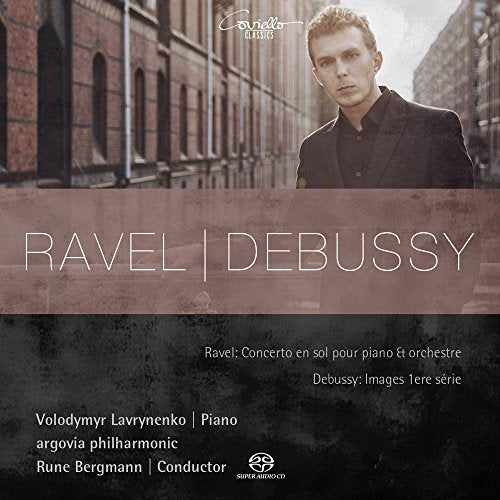 CD cover with a man in a black suit and white text "Ravel | Debussy".