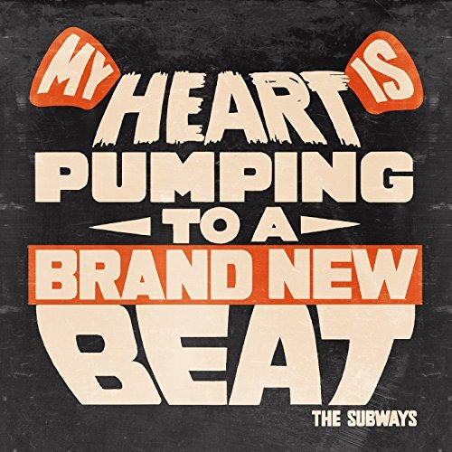 "Album cover with 'My Heart Is Pumping To A Brand New Beat' text on black background."