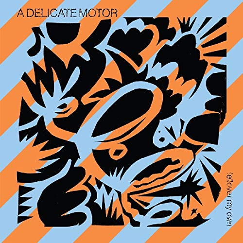 Vinyl record cover: abstract orange and blue design with text.