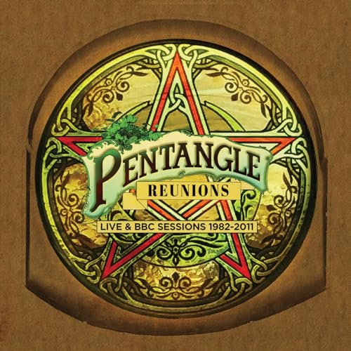 Pentangle “Reunions” album cover: ornate, circular design with band name.