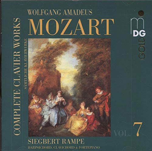 CD cover for Mozart’s Complete Klavierwerke, Vol. 7, featuring a painting.