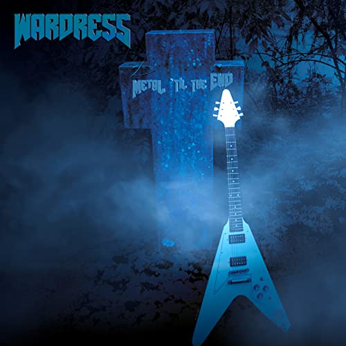 Album cover: Wardress, tombstone, electric guitar, and misty blue background.